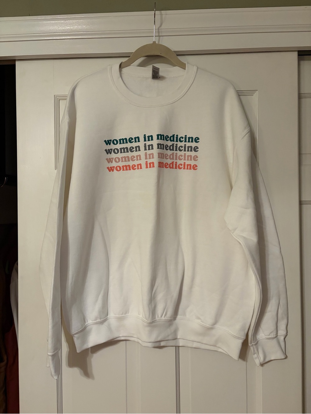 Women in Medicine White Graphic Sweatshirt - Multicolor Text